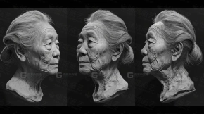 亚洲老人老奶奶面部头部造型参考图片11