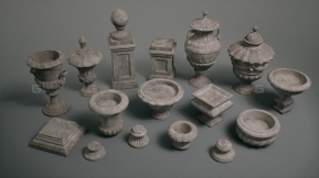【UE】石雕雕塑VOL.1  Modular Urns & Stand (Nanite + Low Poly)