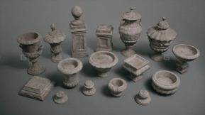 【UE】石雕雕塑VOL.1  Modular Urns & Stand (Nanite + Low Poly)
