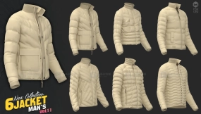 MD打版6款男装冬装服饰（羽绒服-夹克-棉服）ZPRJ+FBX格式3D模型源文件