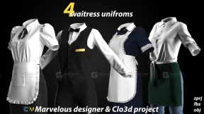 4+女性服务员制服套装 4 Female waitress uniforms