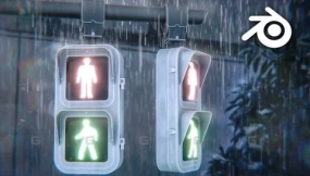 Blender制作动漫风格红绿灯场景 Create Anime Traffic Light Scene in Blender