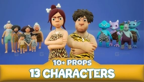 【UE】石器时代卡通人物动物角色包  Stone Age Characters Pack