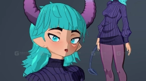 风格化奇幻动漫少女角色  Stylized Fantasy Anime Girl Character