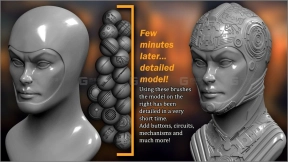 300个zbrush科幻笔刷 Sci-Fi Maker 300 ZBrush Brushes And 150 Alphas