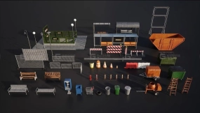 【Kitbash3D】城市街边设施 Street Side