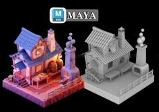 【MAYA 打铁屋】0基础案例学习maya搭建打铁小屋，如何从基础开始搭建模型以及如何制作模型细节制作！！