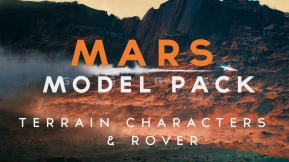 火星表面地形宇航员3D模型 Mars – Model Pack – 8k 32Bit Terrain + 7 Posed Characters + Rover