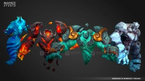 【UE】风格化幻想元素生物包  Stylized Fantasy Elementals Pack