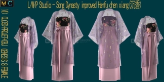 中国古风汉服宫女仕女蕾丝半透明织物服装模型