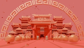 新年国风场景 New Year Chinese style scene