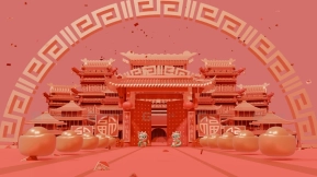 新年国风场景 New Year Chinese style scene