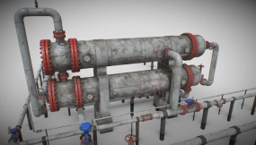 工业双热交换器PBR游戏就绪 Industrial Double Heat Exchanger PBR Game Ready