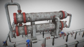 工业双热交换器PBR游戏就绪 Industrial Double Heat Exchanger PBR Game Ready