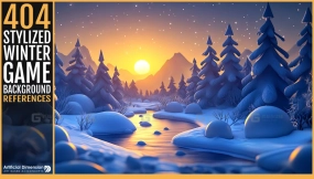 404 风格化冬季游戏背景 - 404 Stylized Winter Game Background