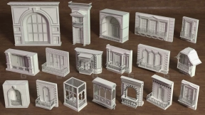 适配Blender的18款欧式建筑外饰3D模型：外墙立面及门窗（FBX格式）