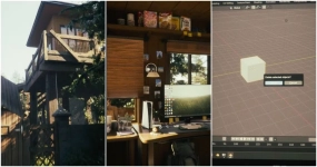 POV视角攀爬瞭望塔删除Blender默认立方体