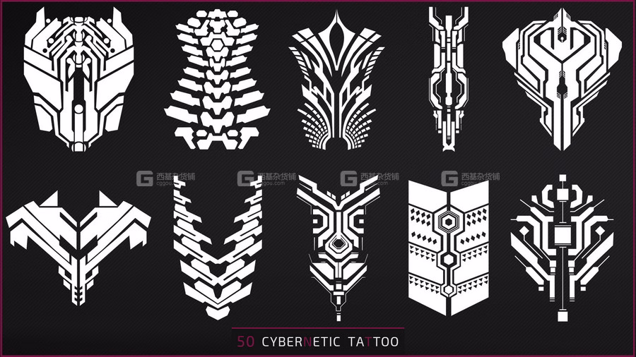 科幻赛博朋克纹身图片素材 Artstation – 50 Cybernetic Tattoo_00004.avif