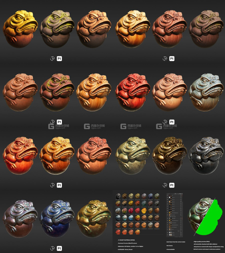 Substance木头钢铁材质预设 Artstation – Stylized Smart Materials Wood & Metal Vol.02_00005.jpg