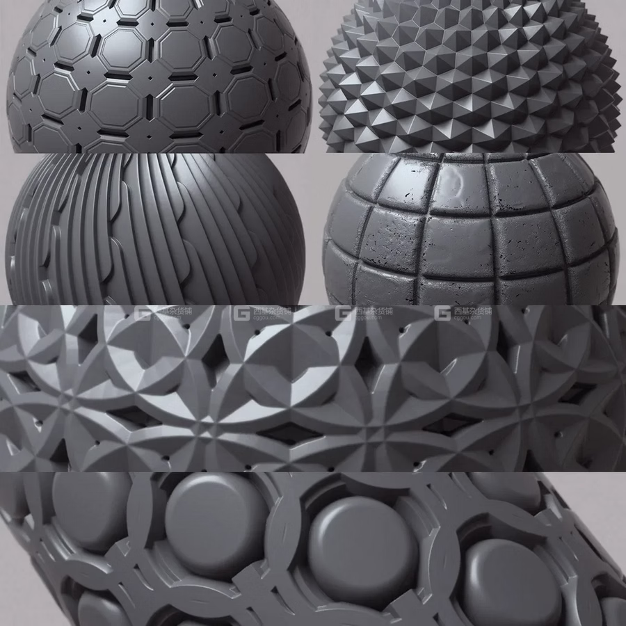 无缝深度置换纹理贴图100 Tileable DisplacementAlpha PatternsBlender_04.avif