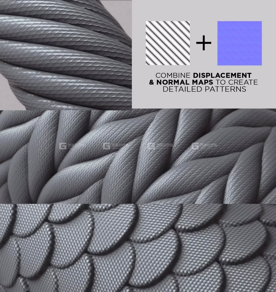无缝深度置换纹理贴图100 Tileable DisplacementAlpha PatternsBlender_05.avif