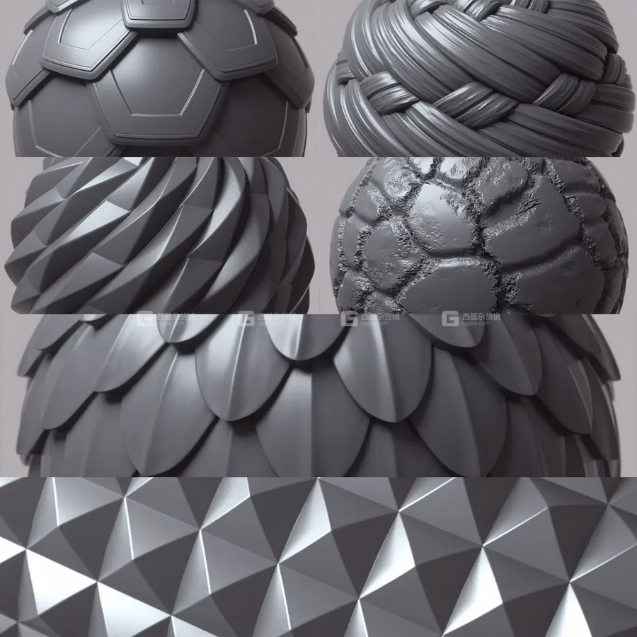 无缝深度置换纹理贴图100 Tileable DisplacementAlpha PatternsBlender_03.avif