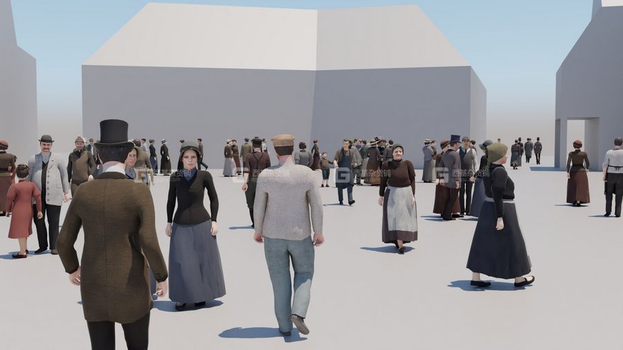 中世纪欧洲人物模型 3D 19th century low poly crowd with Anima file model_001.jpg