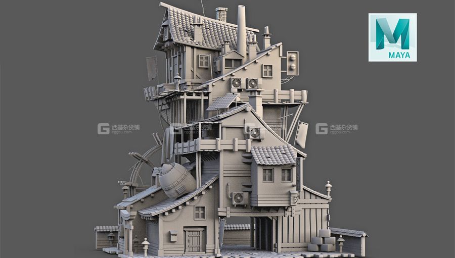 【maya入门】复古楼场景案例建模，付费教程开放_27.jpg