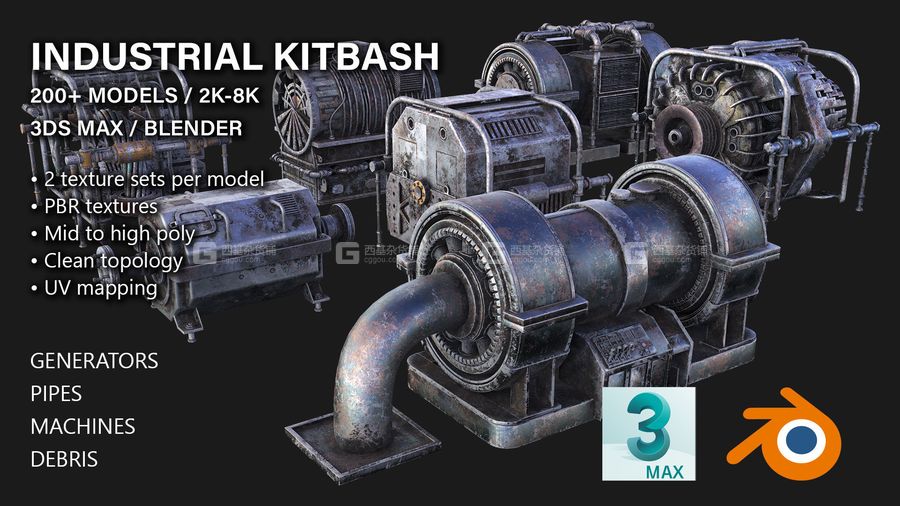 工厂机械3D模型 ArtStation – Industrial Kitbash – 150 Models with UVs_03.jpg