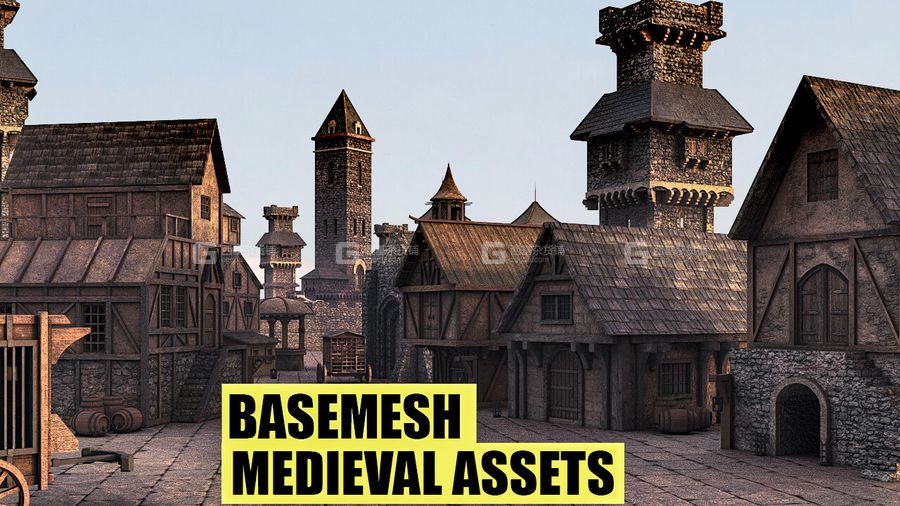 中世纪房屋建筑3D模型 Artstation – BaseMesh 89 MEDIEVAL Assets+Texture_02.jpg
