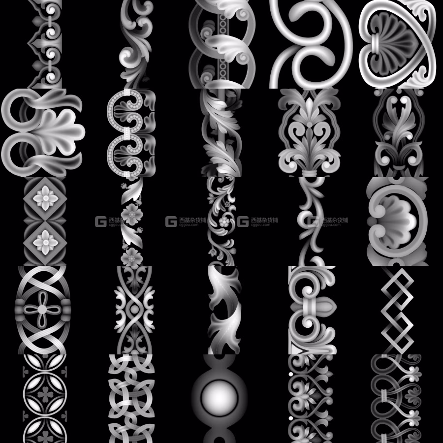 建筑雕花浮雕贴图笔刷预设模型 Artstation – Ornament Trim Brush and 3D Models + 6 Video Tutorials-VOL 02_02.avif