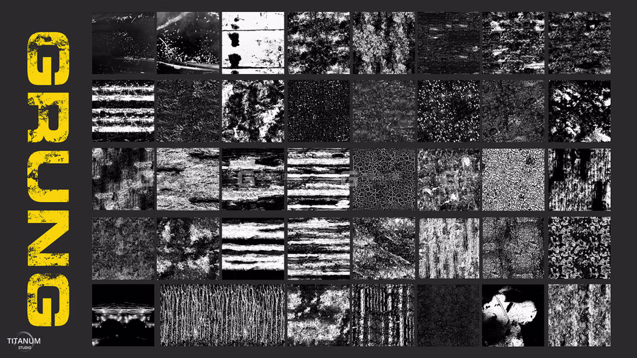 钢铁腐蚀生锈木纹石头划痕贴图素材 Artstation – 120+ Stencil Library_14.avif