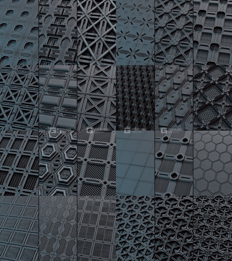 科幻机械硬表面贴图素材 Artstation – 65 Hardsurface Pattern Vol.01_38.avif