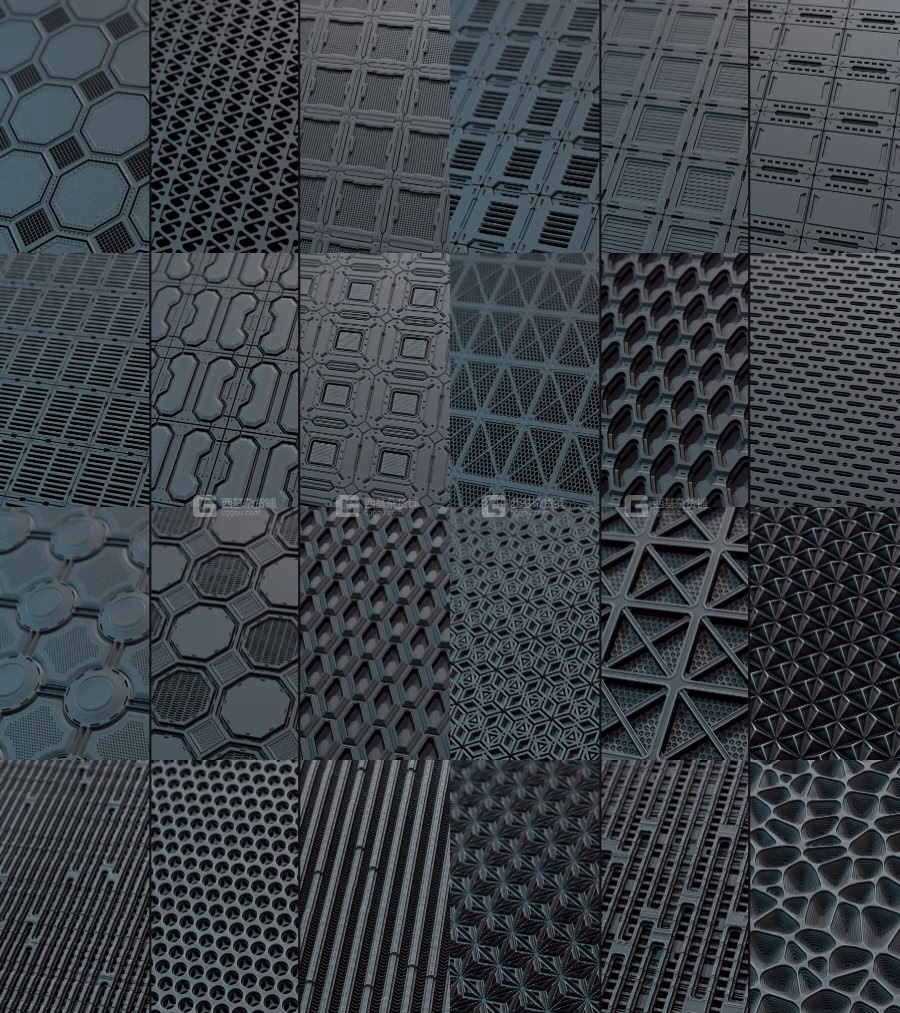 科幻机械硬表面贴图素材 Artstation – 65 Hardsurface Pattern Vol.01_39.avif
