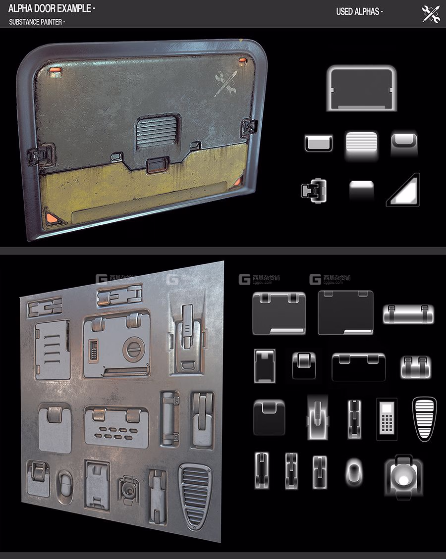 390张机械硬表面Alpha素材 SP Quixel 390 Hardsurface Height Alpha Volume 2_15.avif