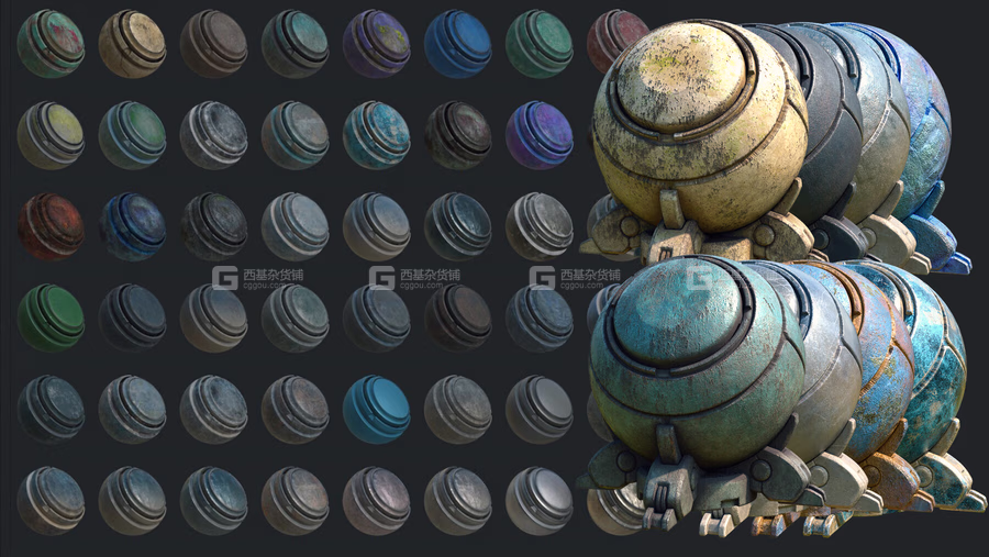 03-50组Substance钢铁智能材质球 ArtStation Marketplace – 50 High Quality Metal Smart Material Bundle_02.avif