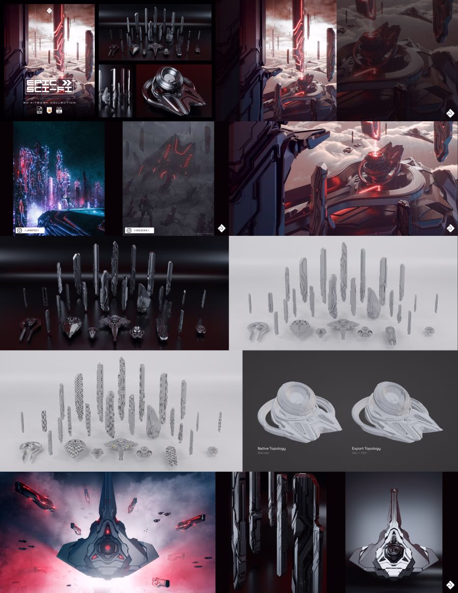 02-【3KC】外星科幻建筑飞行器3D模型 Epic Sci-Fi - 3D Kitbash Collection_59.avif