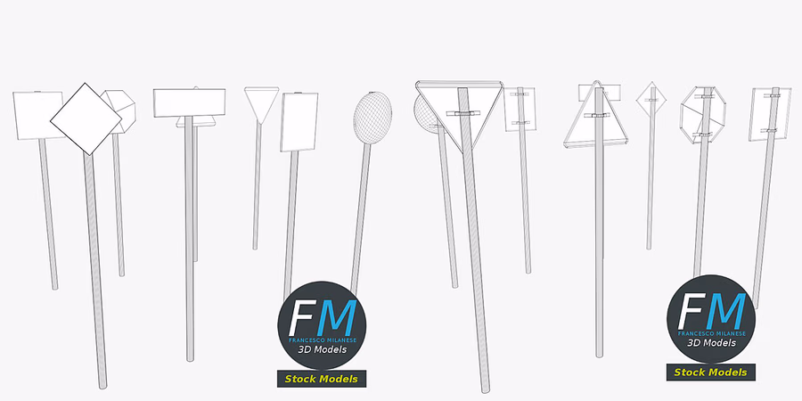 03-交通路标指示牌3D模型 Traffic Signs Pack_16.avif