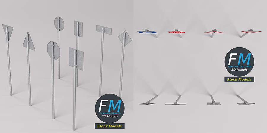 03-交通路标指示牌3D模型 Traffic Signs Pack_30.avif