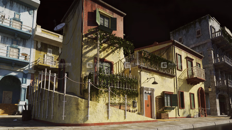 04-【KitBash3D】古巴异域风情城市楼房建筑3D模型 Havana Nights_04.avif