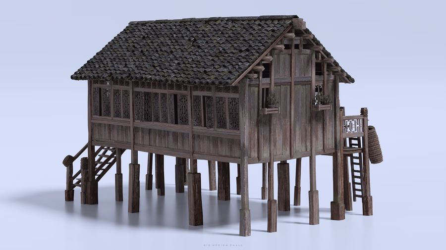 06-【BMS】中国风渔村人物角色村庄木屋建筑生活元素3D模型 BigMediumSmall – Water Village_37.avif