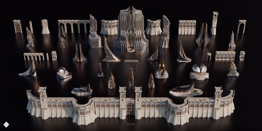 09-【3KC】北欧奇幻风格建筑模型 Neo Asgard - 3D Kitbash Collection_12.avif