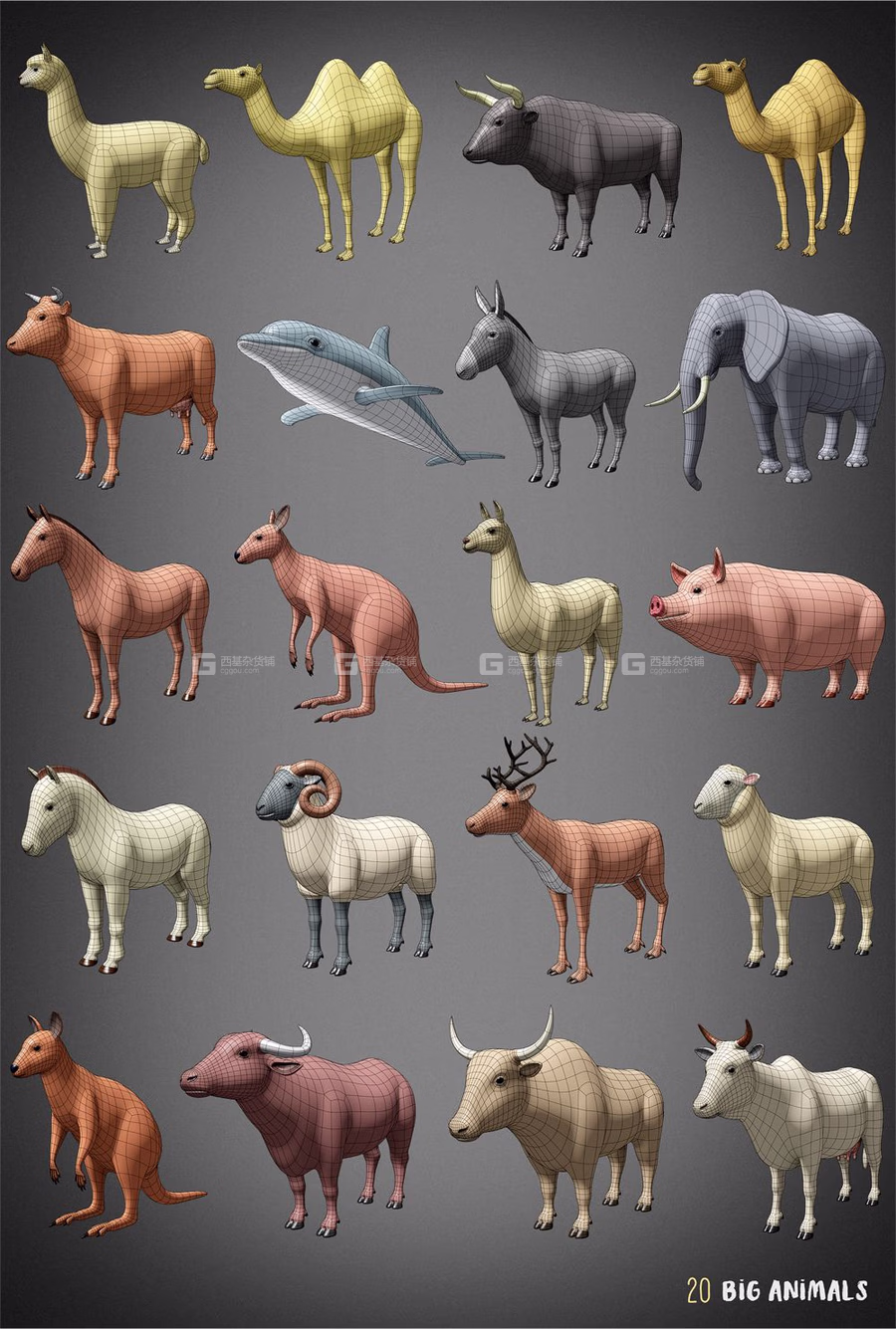 100种鱼类昆虫类动物类3D模型 Animals Base Meshes_44.avif