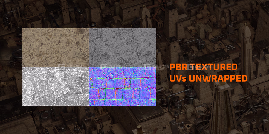 Blender沙漠帝国楼房建筑石头物品资产预设 Empire Of The Sands – Desert Structures Kitbash Greeble Assets_11.avif