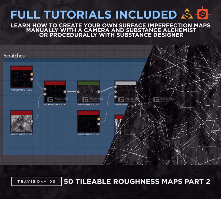 150张粗糙划痕纹理材质贴图 Gumroad – Ultimate Pack 150 Roughness Maps Surface Imperfection by Travis Davids_37.avif