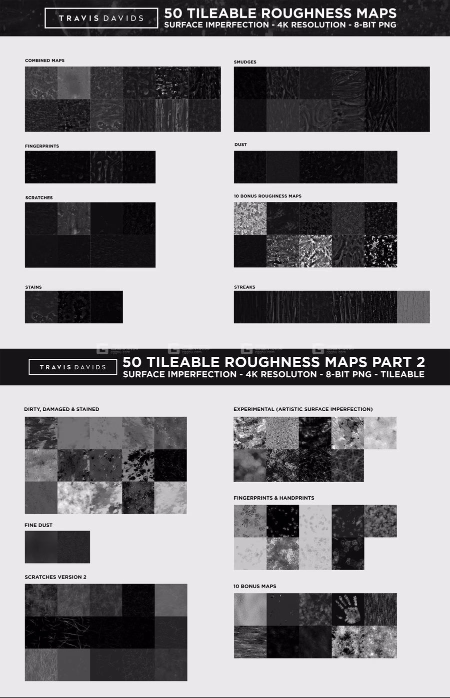 150张粗糙划痕纹理材质贴图 Gumroad – Ultimate Pack 150 Roughness Maps Surface Imperfection by Travis Davids_54.avif