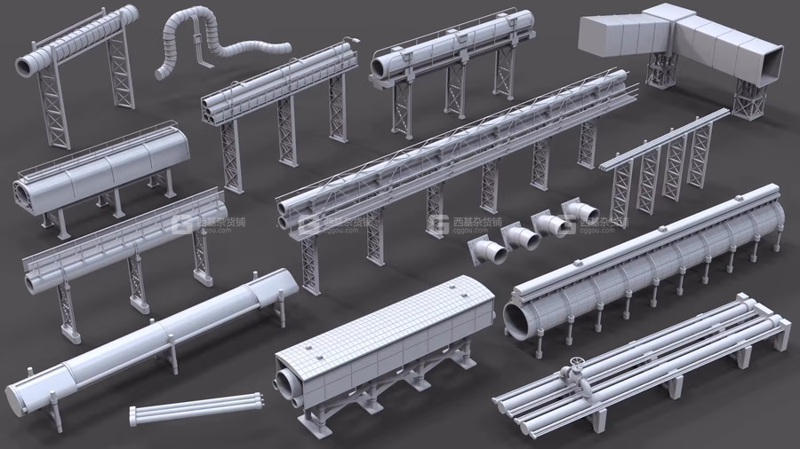 15个工业管道3D模型 Industrial Pipes – 15 pieces_52.avif
