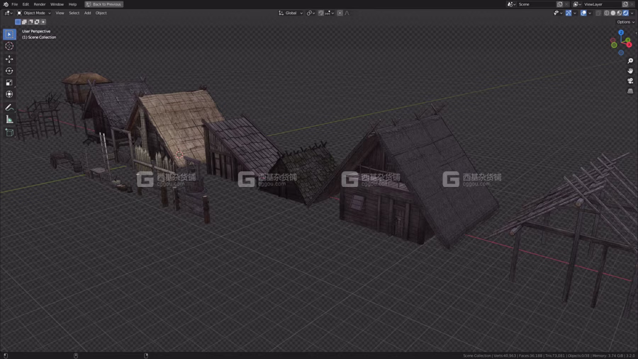 3D模型中世纪木屋建筑道具模型 Medieval Village Kitbash (BlenderMAXFBXOBJ等格式)_49.avif