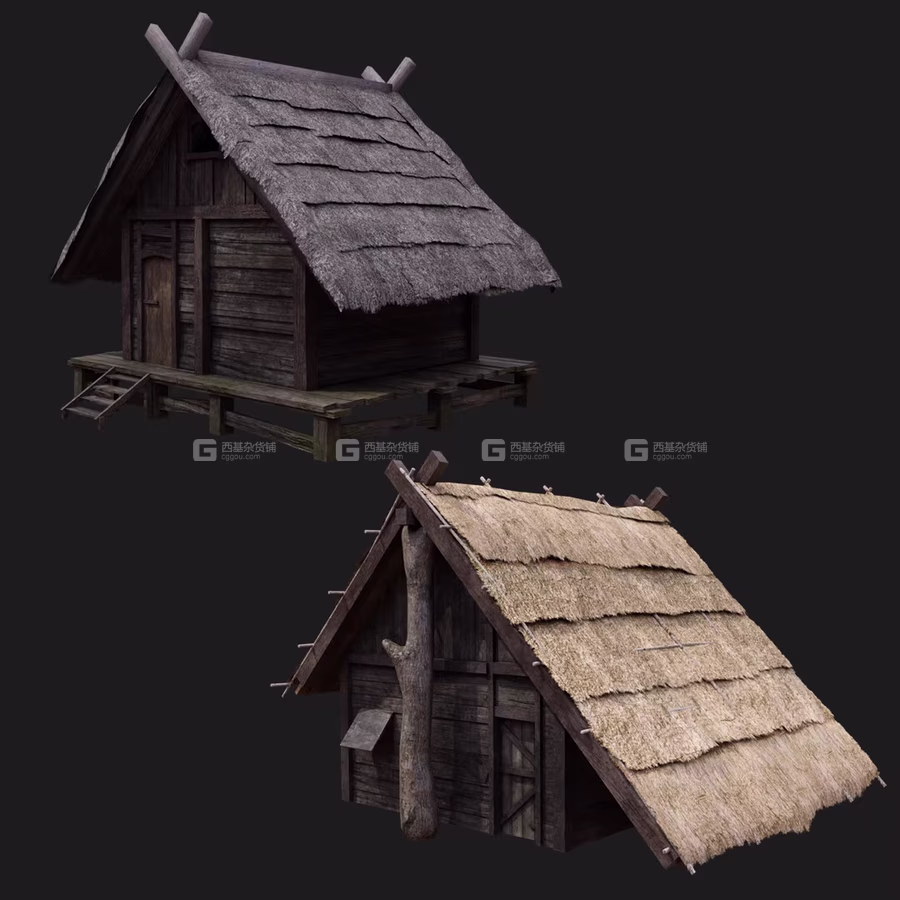 3D模型中世纪木屋建筑道具模型 Medieval Village Kitbash (BlenderMAXFBXOBJ等格式)_47.avif
