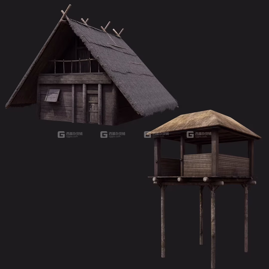 3D模型中世纪木屋建筑道具模型 Medieval Village Kitbash (BlenderMAXFBXOBJ等格式)_51.avif